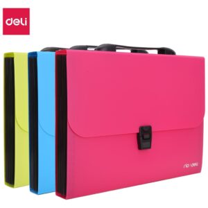 Lõõtsmapp DELI Rio A4 13-vahega, lukk, sangaga erksad värvid