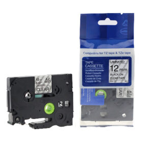 Kleepkirjalint Brother TZ-131 12mm x 8m must kiri läbipaistval