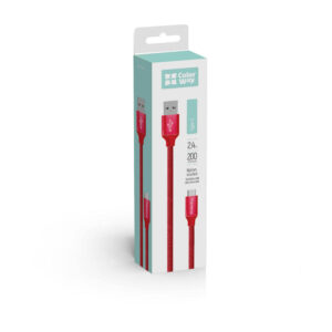 Kaabel Colorway USB-USB-C 2.4A 2m punane