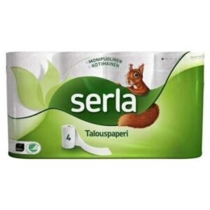 Majapidamispaber Serla Orava 4rulli/pk, 2-kihiline valge (5pk/kott)