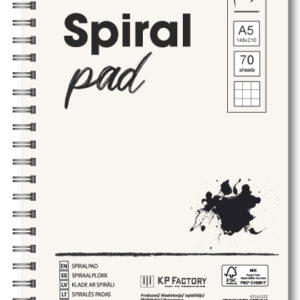 Spiraalplokk College A5/70l, 5x5 ruut, perfo ja kammspiraal pikemal küljel