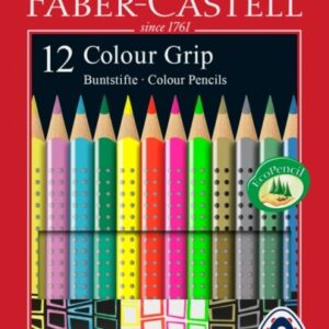 Värvipliiats Faber-Castell Grip 12-värvi neon+metallik+pastelsed värvid