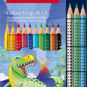 Akvarellpliiatsid Faber-Castell Colour Grip Dinosaurus 10+3 värvi