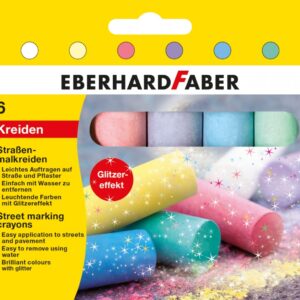 Asfaldikriit EberhardFaber 6tk/pk ümar glittervärvid