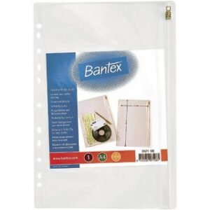 Kiletasku Bantex "Zip Pocket", Clear, Secure Zip