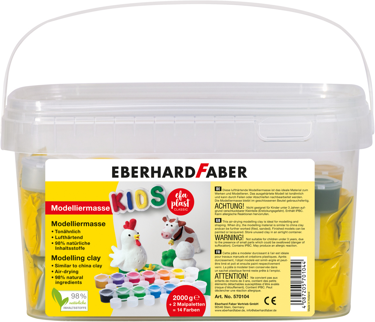 570104_EFA Plast Kids, 2.000g white bucket + 14 paint pots