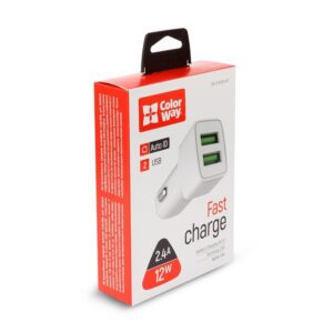 USB autolaadija Colorway CHA009 AutoID 2.4A (12W) valge
