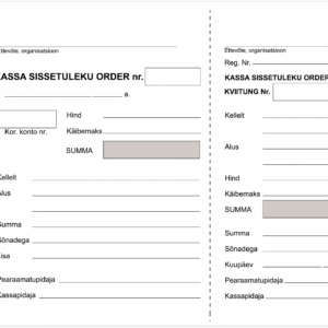Blankett Kassa sissetuleku order A5/100L, KPF