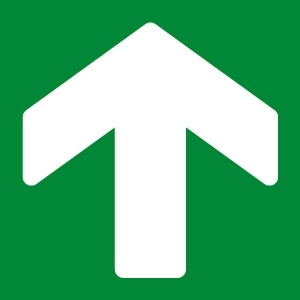 Kleebis Charlot 85x85mm Evakuatsiooni suund, roheline