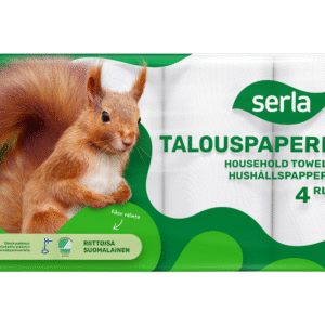 Majapidamispaber Serla Orava 4rulli/pk, 2-kihiline valge (5pk/kott)