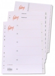 Vahelehed College A4 1-12 plastik valge