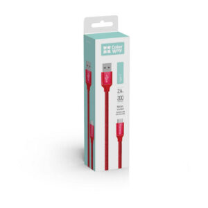 Kaabel Colorway USB-USB-C 2.4A 2m punane