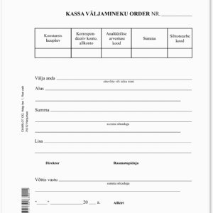 Blankett Kassa väljamineku order A5/100L, KPF