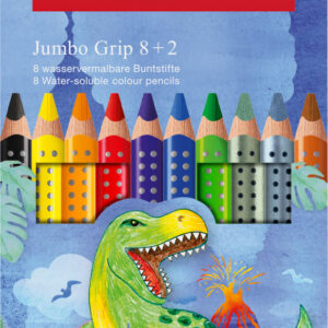 Akvarellpliiatsid Faber-Castell Jumbo grip Dinosaurus 8+2 värvi