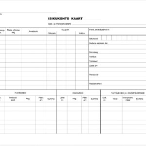 *Blankett Isikukonto kaart A4 KPF 1 leht